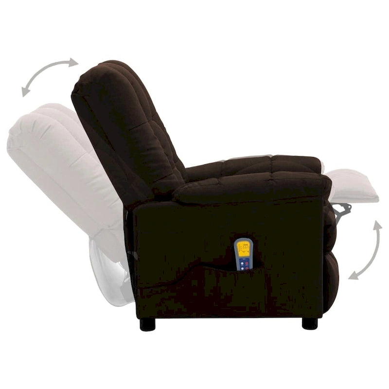 Fauteuil inclinable de massage en tissu marron foncé - 29,1 x 39 x 40,2