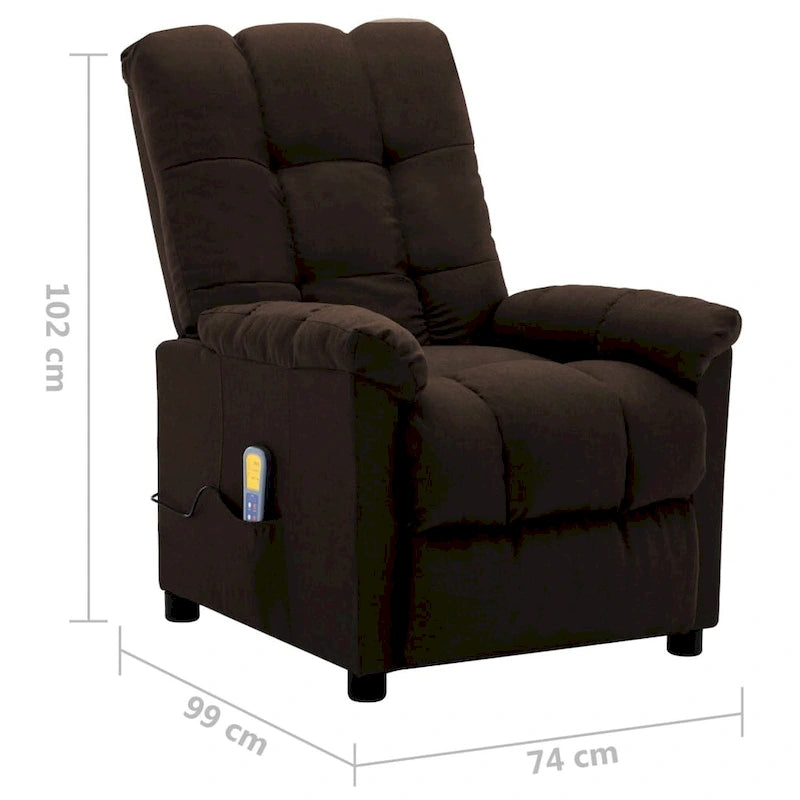 Fauteuil inclinable de massage en tissu marron foncé - 29,1 x 39 x 40,2
