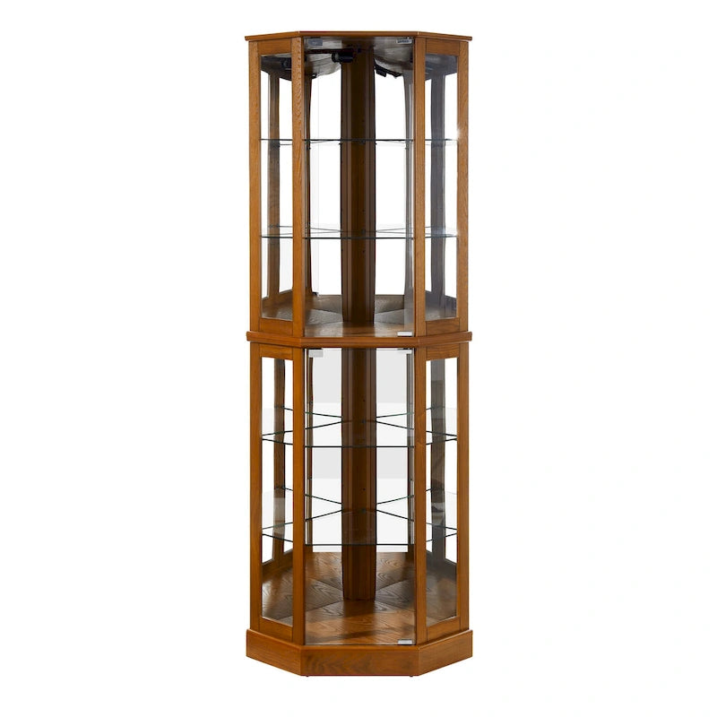 Vitrine d'angle à 6 étagères avec lumières