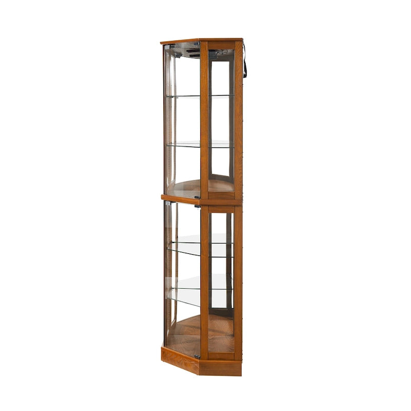 Vitrine d'angle à 6 étagères avec lumières