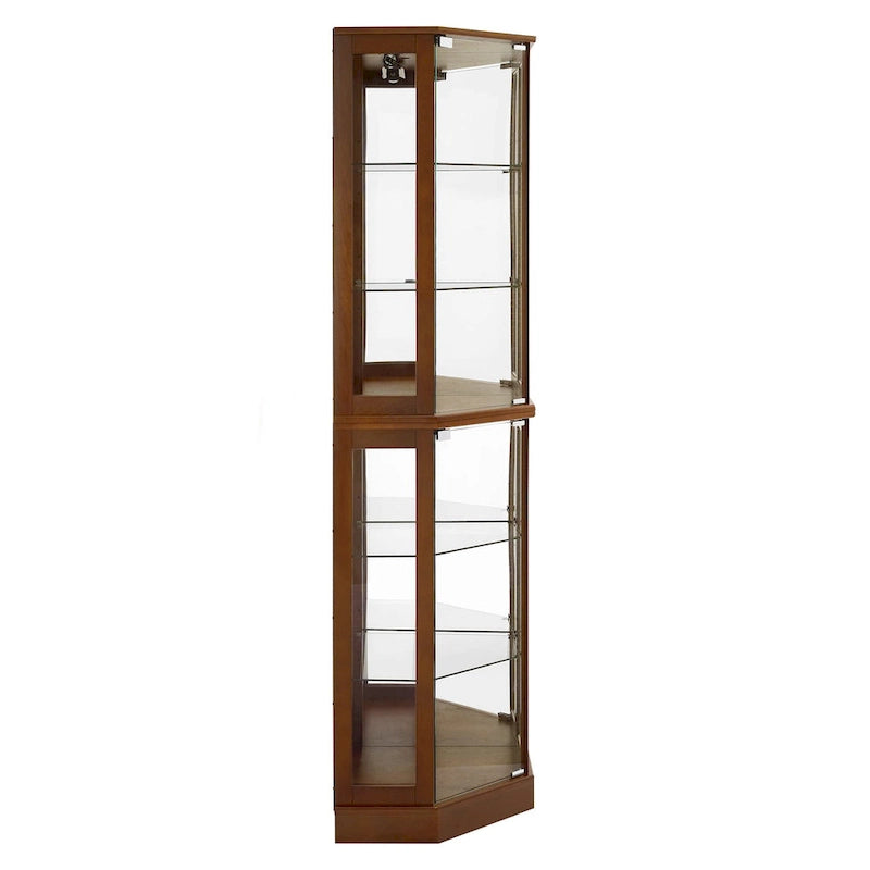 Vitrine d'angle à 6 étagères avec lumières