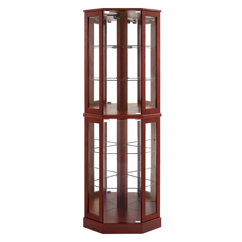 Vitrine d'angle à 6 étagères avec lumières