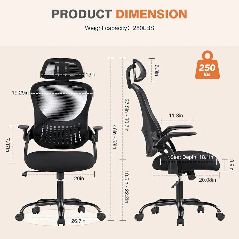 Fauteuil de bureau ergonomique à dossier haut