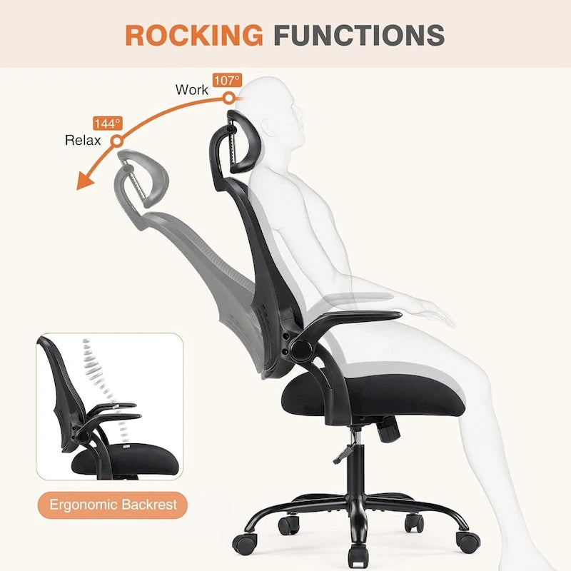Fauteuil de bureau ergonomique à dossier haut
