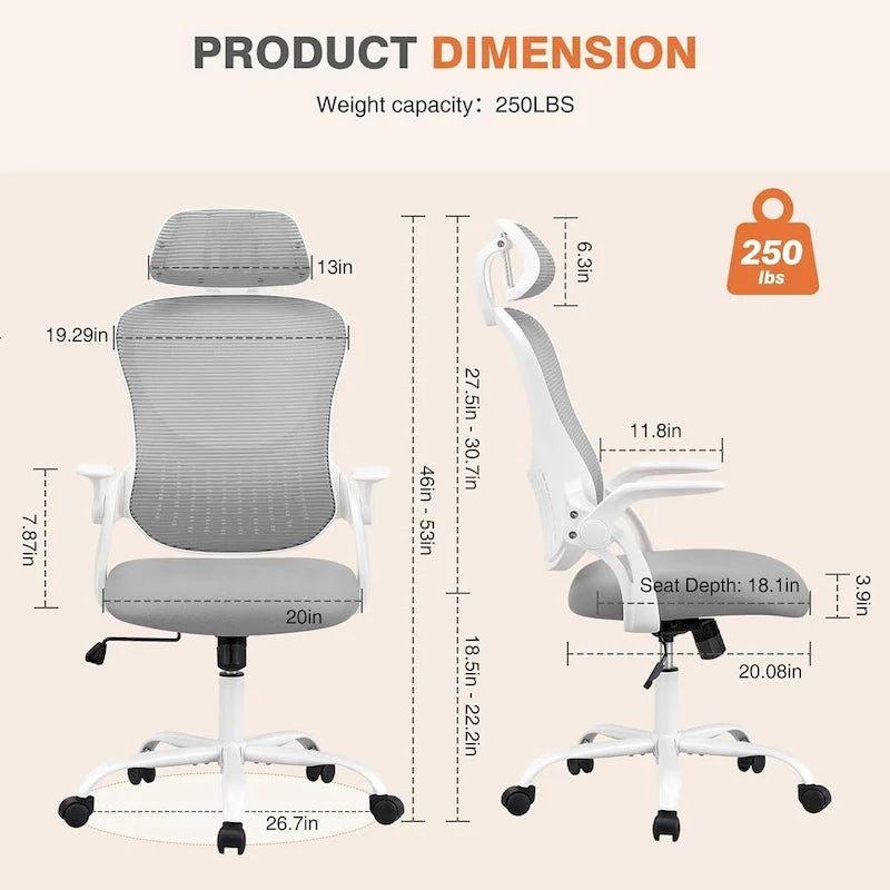 Fauteuil de bureau ergonomique à dossier haut