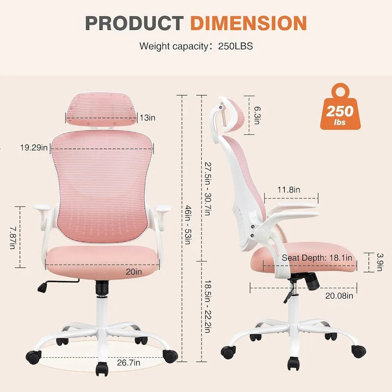 Fauteuil de bureau ergonomique à dossier haut