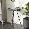 Table basse horloge ronde en métal industriel
