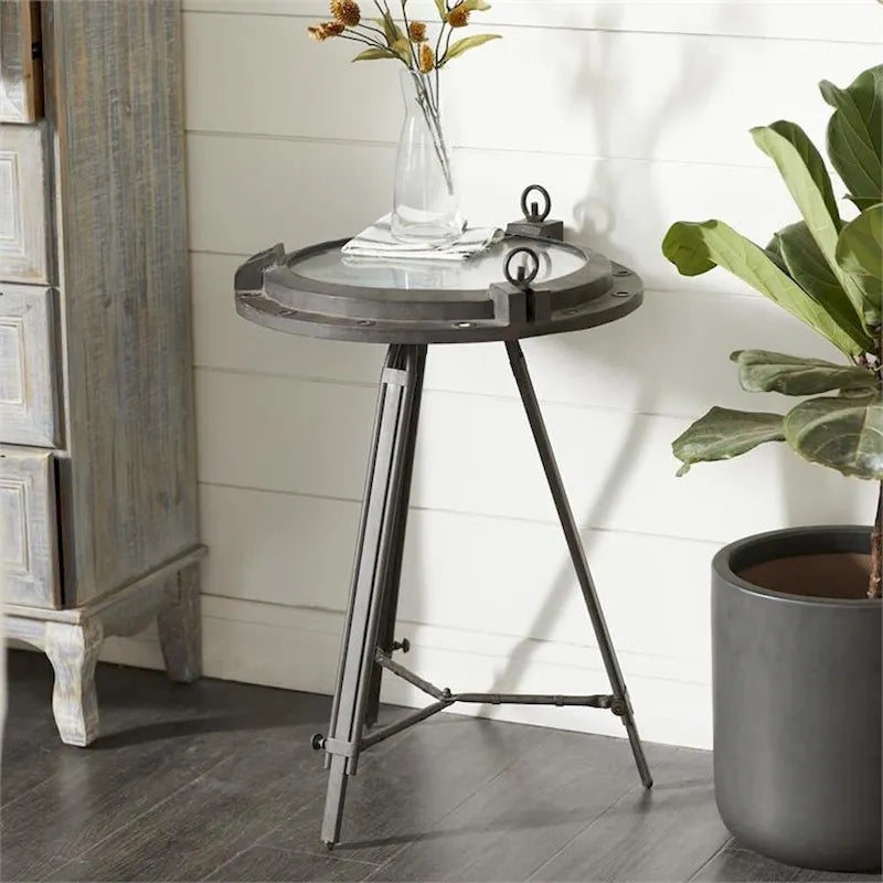 Industrial Metal Round Clock Coffee Table