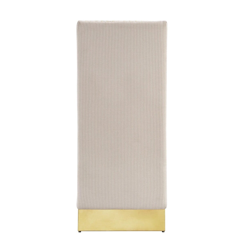 Chaises de salle à manger modernes en velours crème avec pieds dorés - Lot de 2