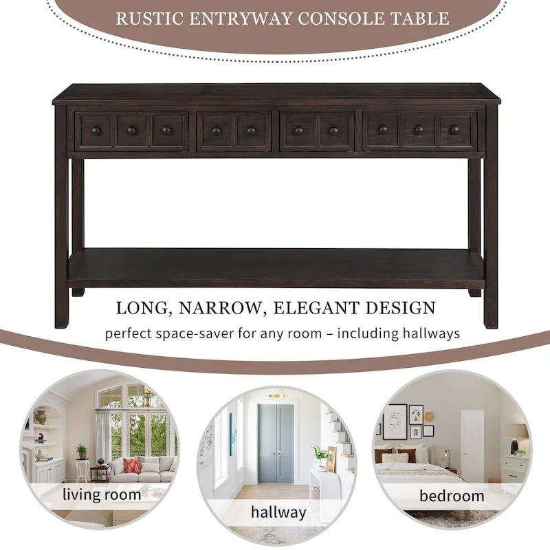 Console d'entrée rustique, 60 Table de canapé longue