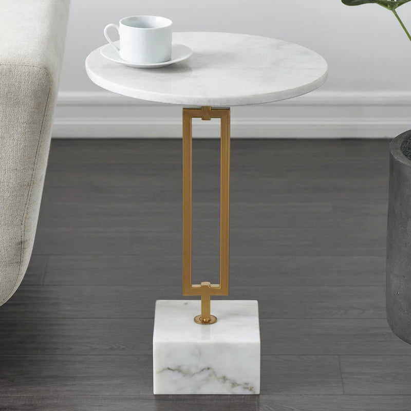 Table d'appoint géométrique en marbre